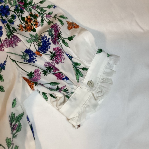 Talbots Floral Print Ruffle Trim Blouse - Picture 4 of 8